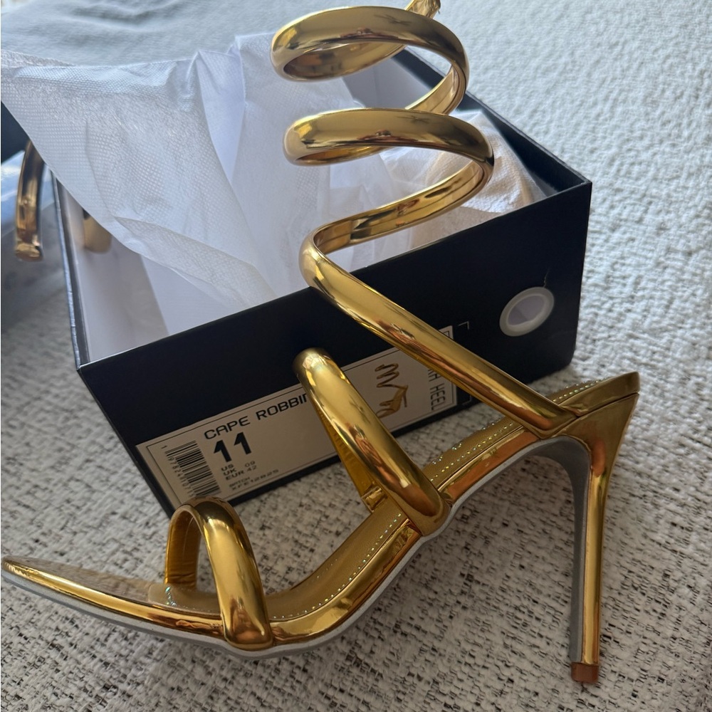 Cape Robbin Metallic Gold Spiral Heels